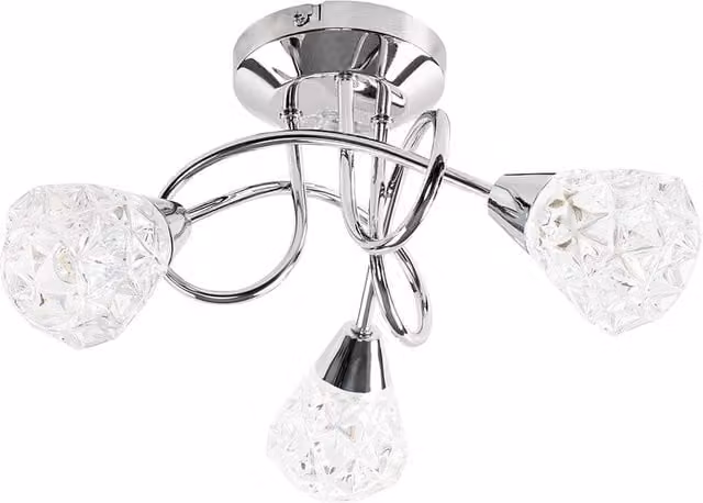 Astley 3 Way Silver Ceiling Bar Light with Diamond Effect Glass Shades