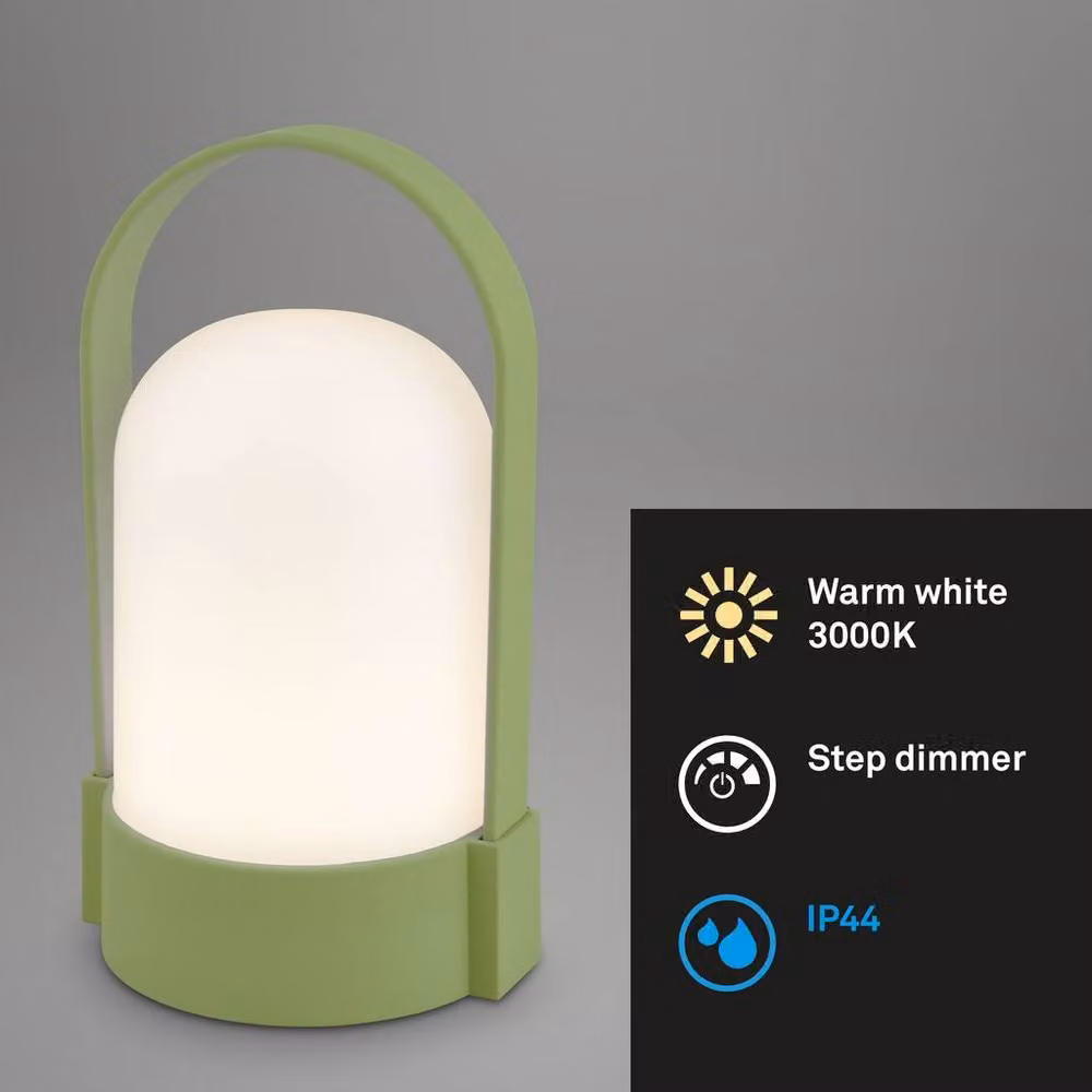 Briloner Wireless Rechargeable LED Table Lamp with Touch Dimming, IP44 Outdoor Rated, Green, H x W x D: 15.5 x 9 x 8 cm – 2