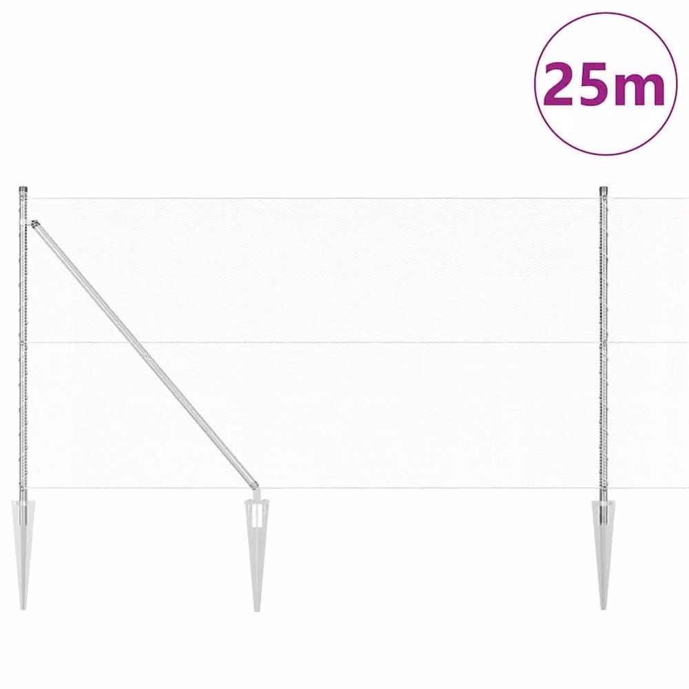 Berkfield Home Set of 2 Round Galvanised Steel Fencing in Silver/Grey, 25 Metres – 2
