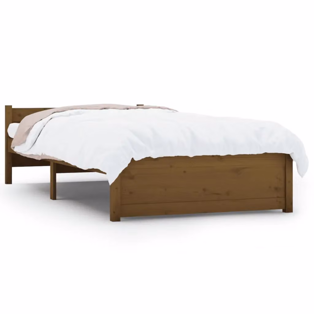 Berkfield Home Small Single Solid Wood Pine Bed Frame, Honey Brown, W: 75 cm, L: 190 cm – 2