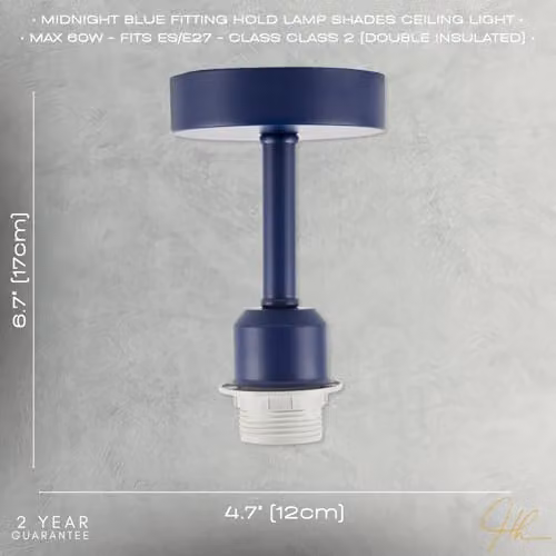 Happy Homewares Industrial Blue Metal Cylinder Ceiling Light Fitting with E27 Holder, W/D/H: 12 x 12 x 17 cm – 2