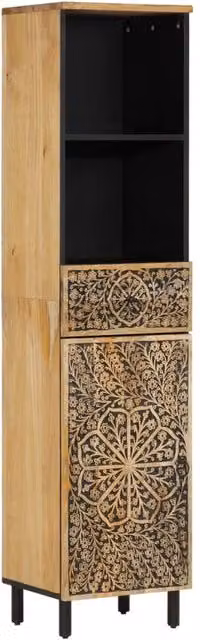 Berkfield Home Brown Solid Mango Wood Bathroom Cabinet, W/D/H: 38 x 33 x 160 cm – 1