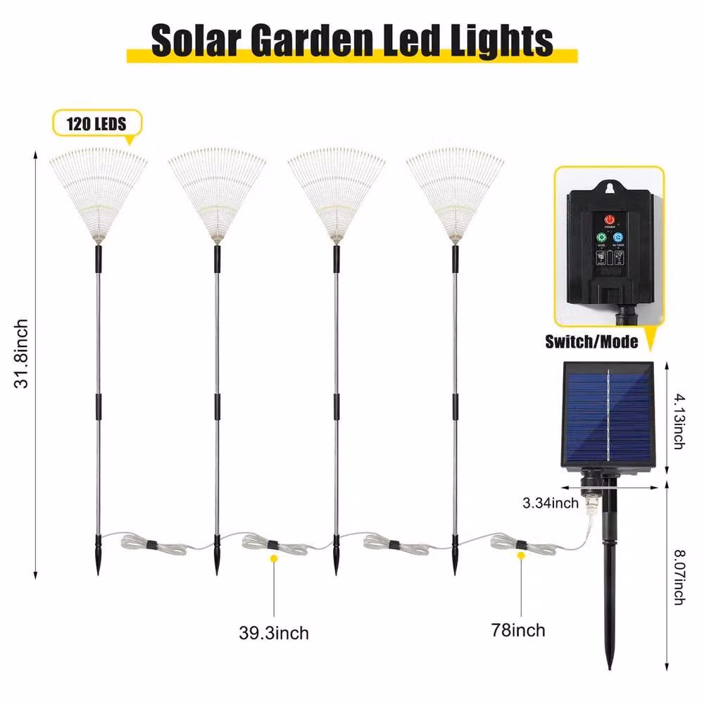 Kelvenix 4-Piece Set of 120 LED Solar Garden Lights in White and Multicolour – 2