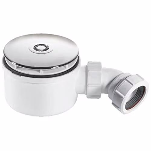 McAlpine ST90CP10-70 Round Shallow Shower Trap in White, 90mm Diameter, Height: 70mm, 1½" BSP Outlet