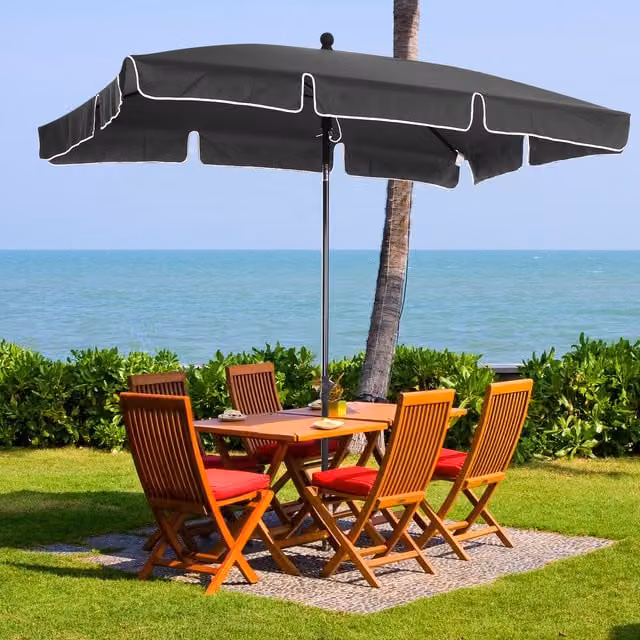 Outsunny Grey Aluminium Sun Umbrella Parasol