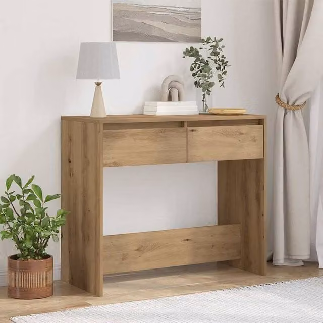 Berkfield Home Artisan Oak Console Table in Brown, W/D/H: 89 x 41 x 76.5 cm