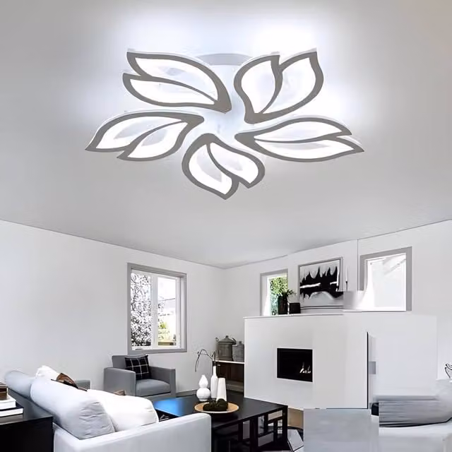 Goeco Modern LED Petal Design Ceiling Light, 65W, 6500K Cool White, White