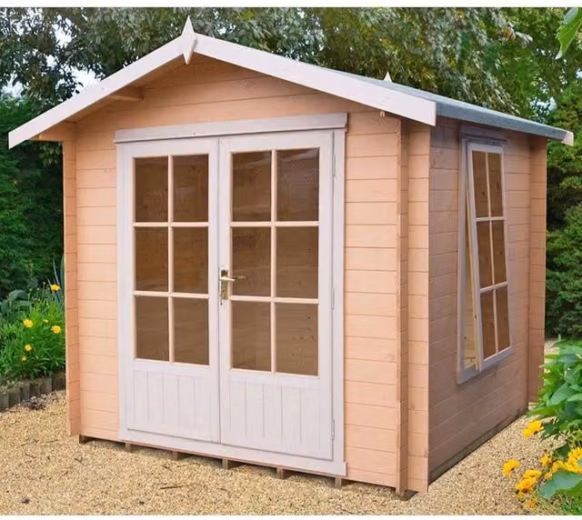 Shires Barnsdale 19 mm Log Cabin in Light Brown, 8 x 8 Feet – 1
