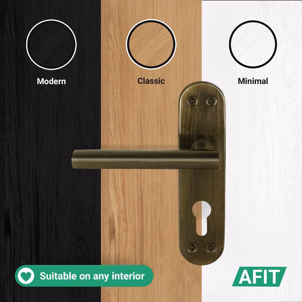 AFIT T-Bar Antique Brass Euro Internal Lock Backplate Handles in Bronze, 1 Pair – 5