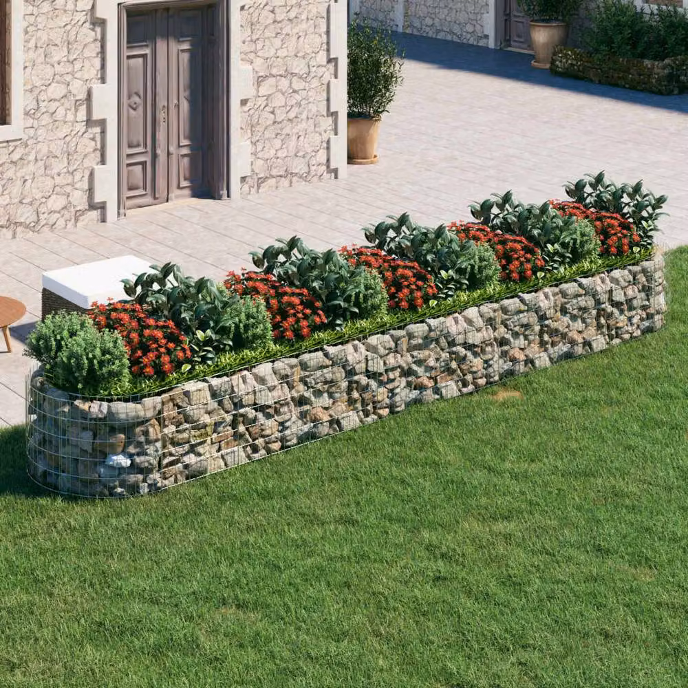 Berkfield Home Silver Galvanised Steel Stone Gabion Raised Bed, W: 500 cm, D: 100 cm, H: 50 cm – 1