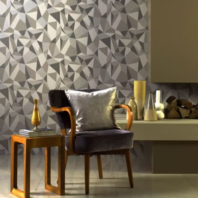 Prestigious Textiles Prism Quartz Geometric Modern Abstract Wallpaper in Grey