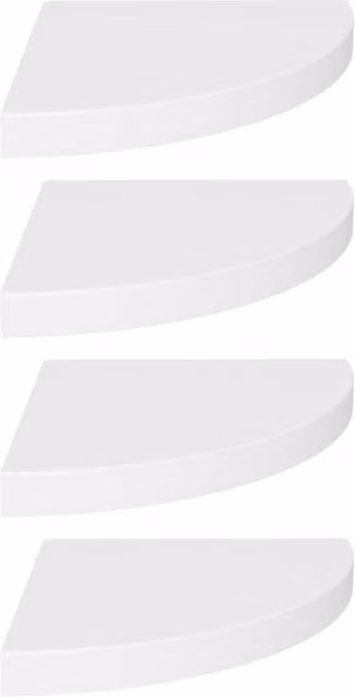 Berkfield Home Set of 4 White Floating Corner Shelves, W/D/H: 35 x 35 x 3.8 cm