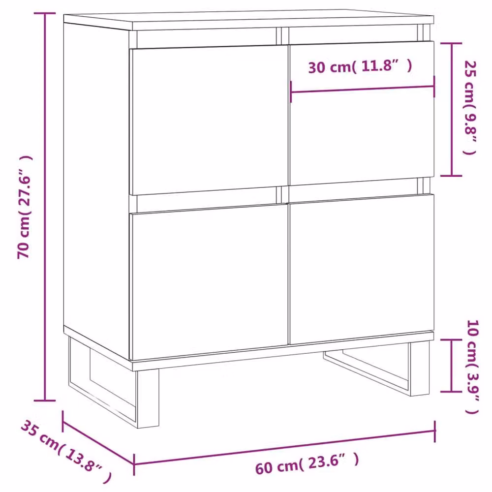 Berkfield Home Industrial Sideboard in Concrete Grey, W/D/H: 60 x 35 x 70 cm – 3