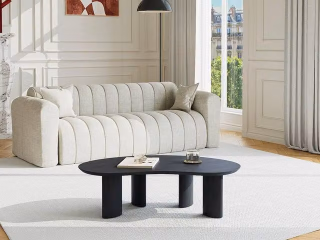 CALYNOR Ash Veneer Coffee Table in Black, W/D/H: 70 x 50 x 40 cm – 1
