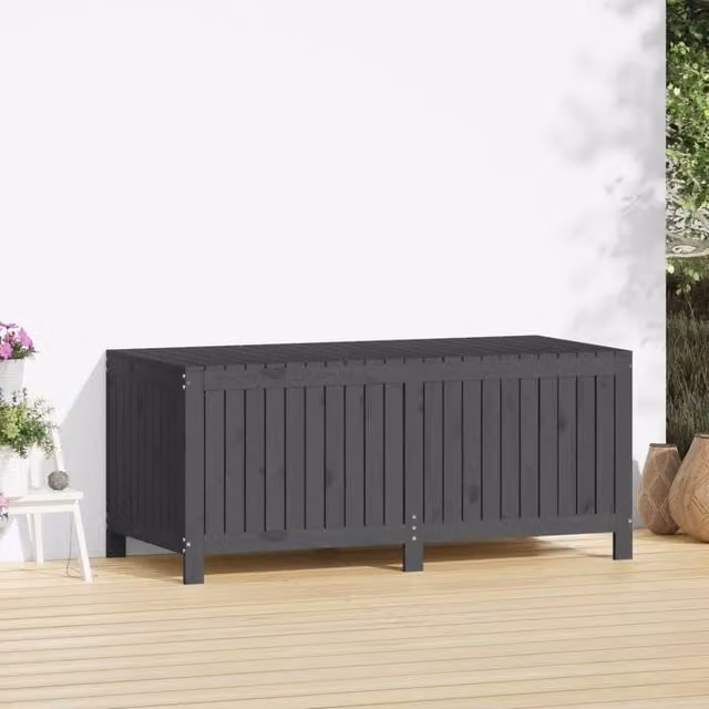 Berkfield Home Garden Storage Box in Grey Solid Pine Wood, W/D/H: 147 x 68 x 64 cm – 1