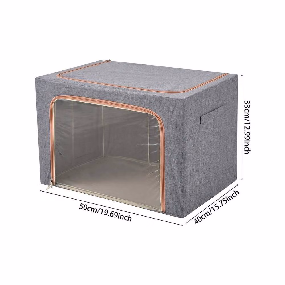 KORVIXA 66L Breathable Fabric Clothes Storage Bags with Handles, Grey, W/D/H: 50 x 50 x 50 cm – 2