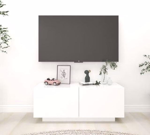Berkfield Home White TV Cabinet in Engineered Wood W/D/H: 100 x 35 x 40 cm