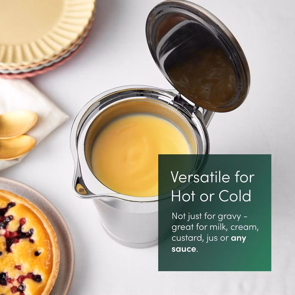 Emperial Stainless Steel Double Insulated Gravy Boat with Lid, Silver, 1 l – 4