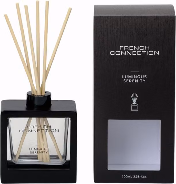 French Connection Luminous Serenity Reed Diffuser with Black Wooden Surround, 100ml – 1