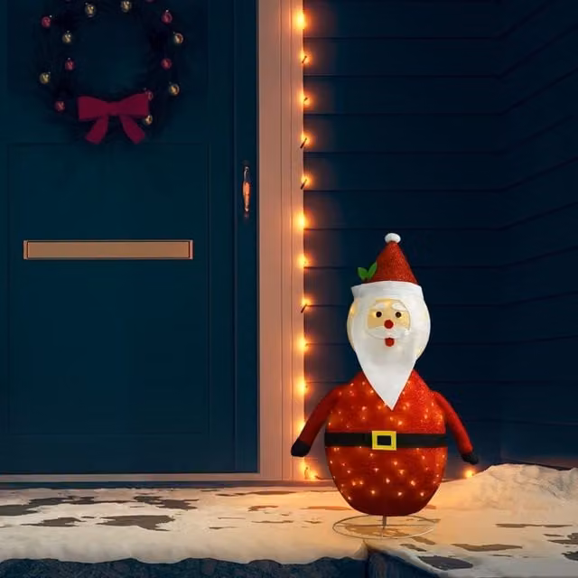Berkfield Decorative Christmas Santa Claus LED Luxury Fabric Figure, Red and Multicolour, Height: 90 cm