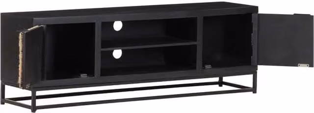 Berkfield Home Black Solid Mango Wood TV Cabinet W/D/H: 120 x 30 x 40 cm