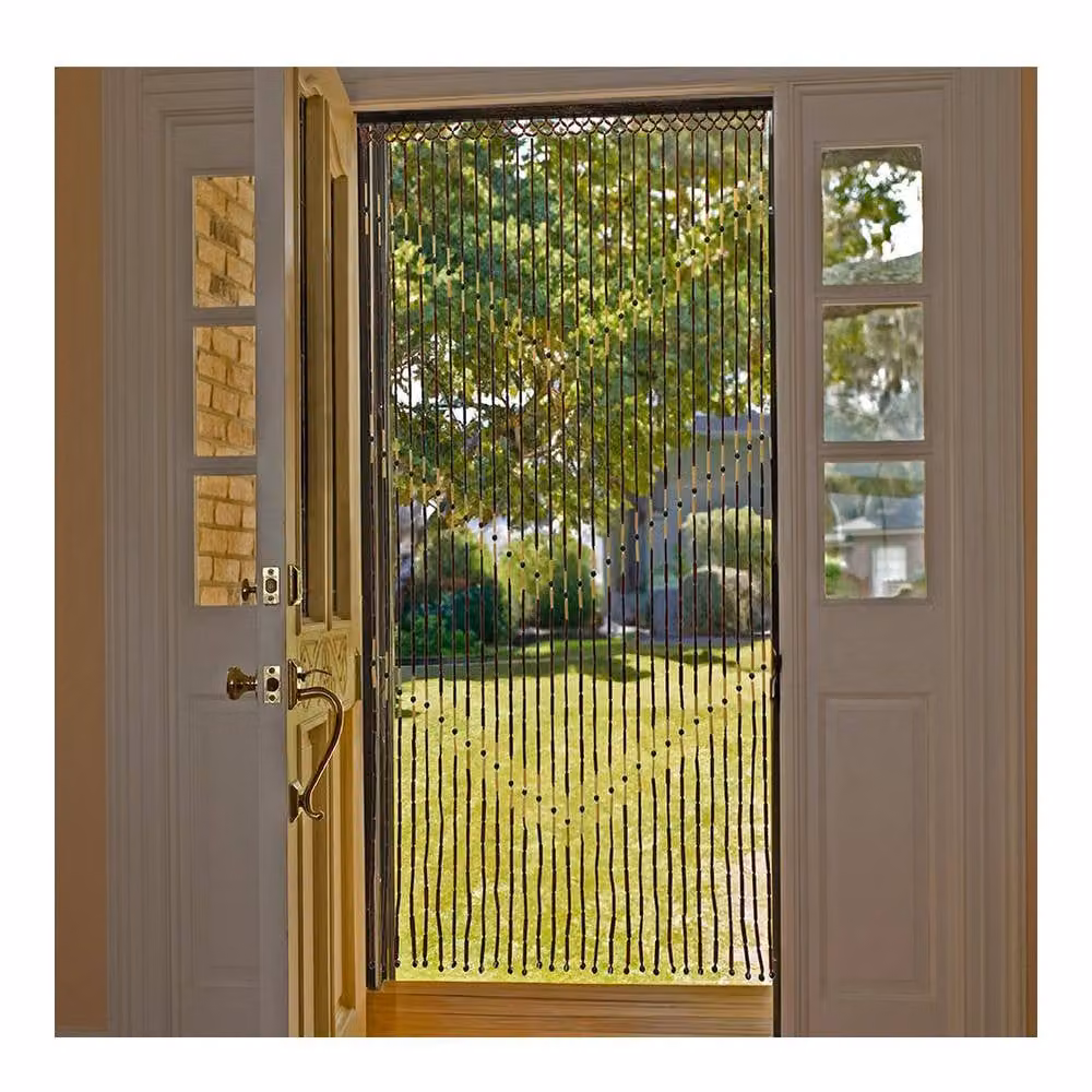 JVL Provence Hanging Wooden Beaded Chevron Door Curtain in Multicolour, W: 90 cm, H: 180 cm – 2