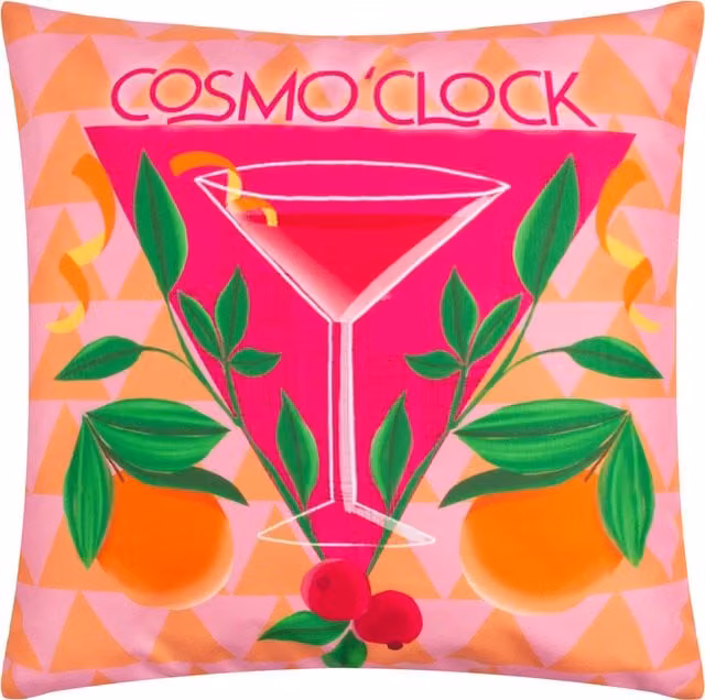 Terrys Cosmo O' Clock Abstract Outdoor Filled Square Cushion, Pink, W/D/H: 43 x 43 x 43 cm