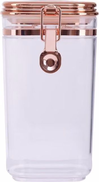 Orsina Airtight Glass Canister with Copper Lid and Clamp Seal, 0.75 l, Clear