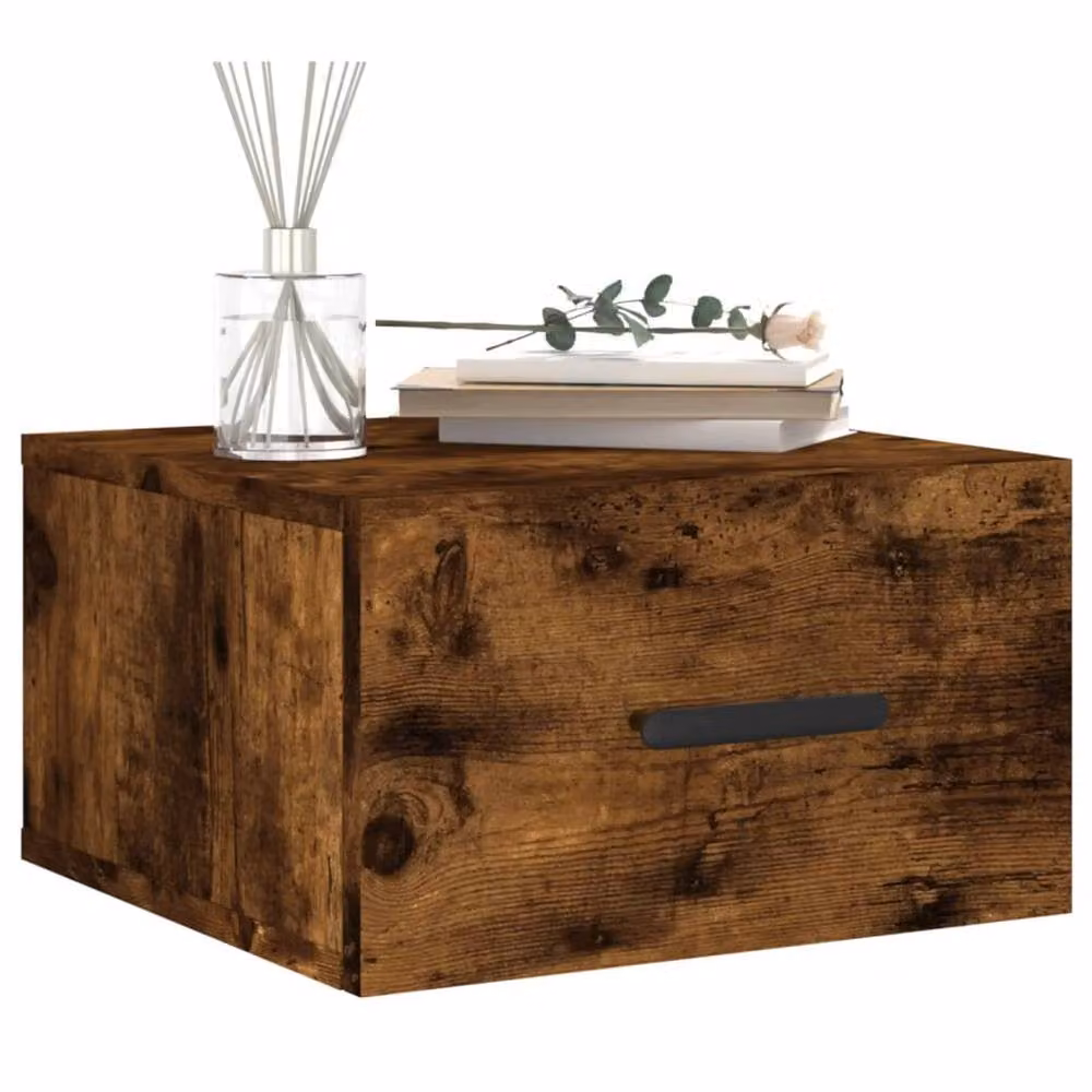 Berkfield Home Wall-mounted Bedside Cabinets, 2 Piece Set in Smoked Oak Brown, W/D/H: 35 x 35 x 20 cm – 2