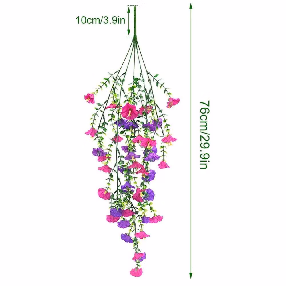 SPETLEK 2-Piece Multicolour Silk Hanging Basket Plants with Mixed Floral Design, W/D/H: 100 x 15 x 15 cm – 1