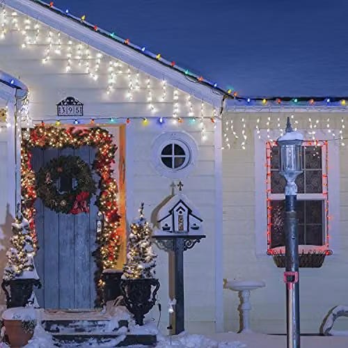 The Christmas Workshop 480 LED Icicle Christmas Lights in Bright White, 11.5 Metres, Mains Powered for Indoor and Outdoor Use