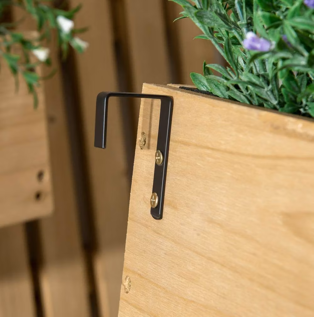 STILVORA Wooden Wall-mounted Window Box Planter in Brown and Beige, W: 80.0 cm, H: 60.0 cm, D: 12.5 cm – 5