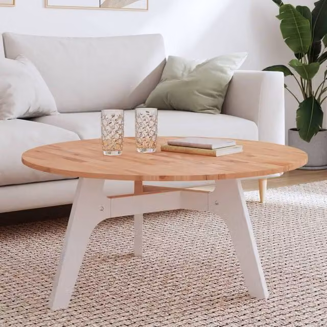 Berkfield Home Round Solid Wood Beech Table Top, Brown, Diameter: 90 cm, Height: 1.5 cm – 1
