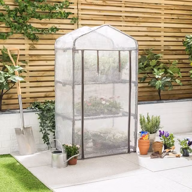 Christow 3 Tier Transparent Plastic Growhouse Cover, W/D/H: 125.0 x 69.0 x 49.0 cm