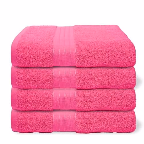 OHS 4 Pack of Pink 100% Cotton Bath Towels, W/D/H: 115 x 70 x 70 cm – 1
