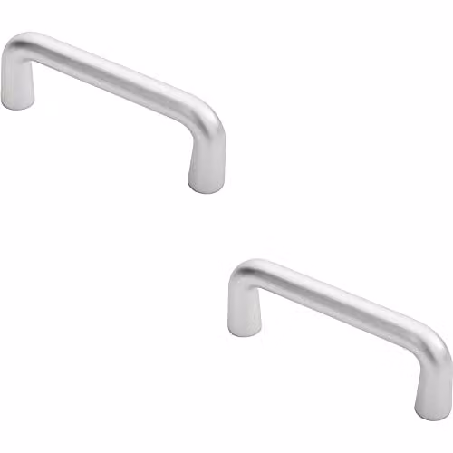 Loops 2 Pack Rounded D Shaped Bar Handles in Brushed Silver Aluminium