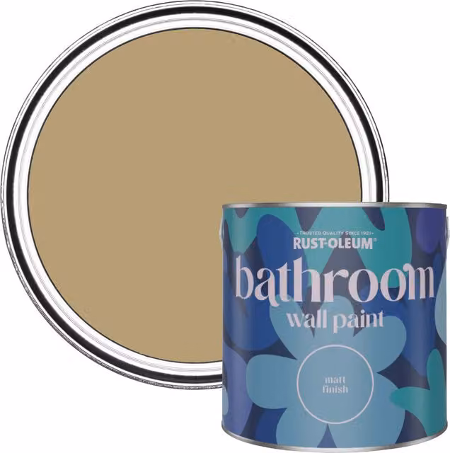Rust-Oleum Matt Yellow Water-Based Bathroom Wall and Ceiling Paint, 2.5L – 1