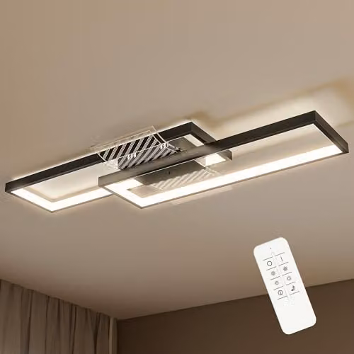 HOMCOM Modern Dimmable LED Ceiling Light with Remote Control, Black – 1