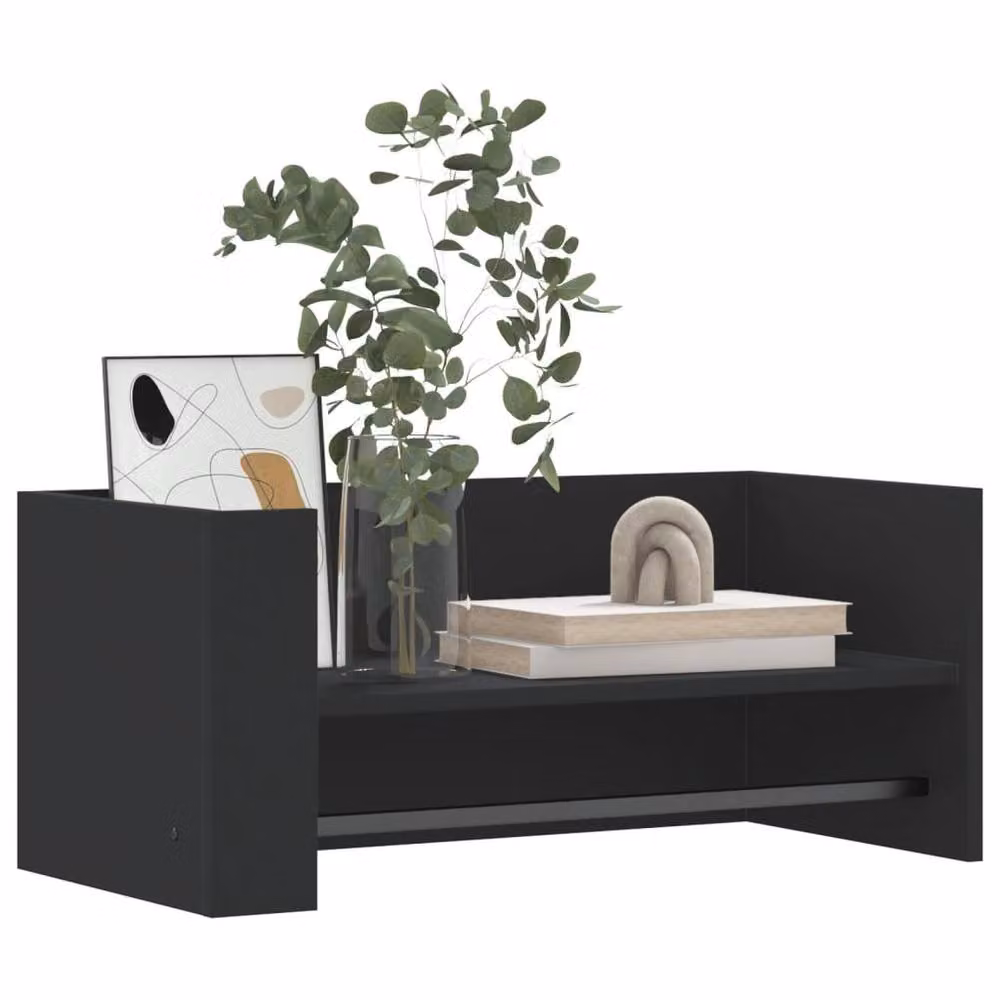 Berkfield Home Modern Black Wall Mounted Cube Shelf with Back Panel, W/D/H: 70.5 x 30.5 x 30.5 cm – 3