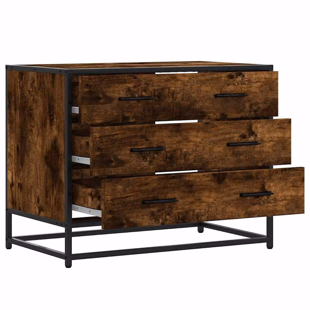 Berkfield Home Smoked Oak Drawer Cabinet in Brown, W/D/H: 70 x 41 x 56 cm – 5