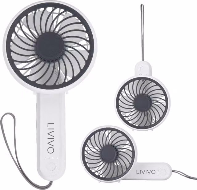 LIVIVO Handheld Mini Rechargeable Fan in White