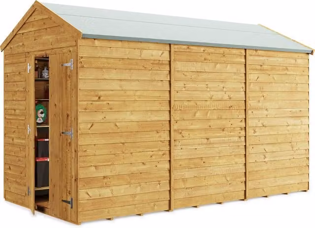 BillyOh Switch Overlap Apex Wooden Shed in Brown with Double Doors and Gable Roof