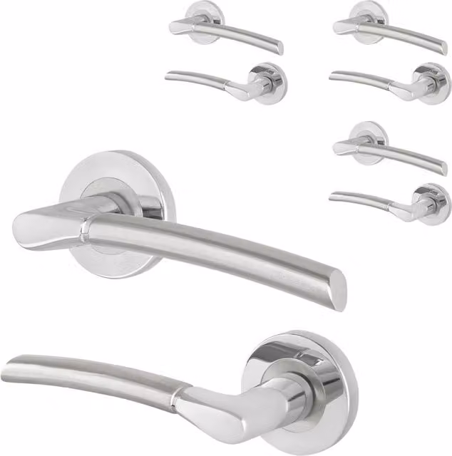 AFIT Chrome Door Handle with Satin Nickel Feature Lever for Internal Use, Silver, 150 x 150 mm – 1