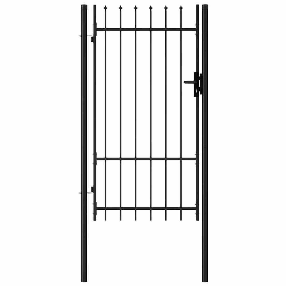 Berkfield Home Black Steel Single Swing Fence Gate with Spike Top, W: 1.0 m, H: 1.75 m – 4