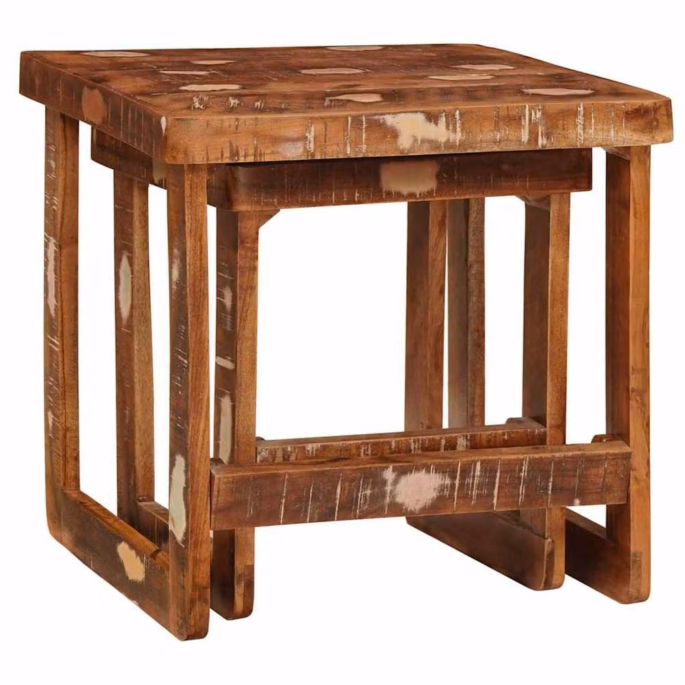 Berkfield Home Multicolour Solid Reclaimed Wood Nested End Tables – 4