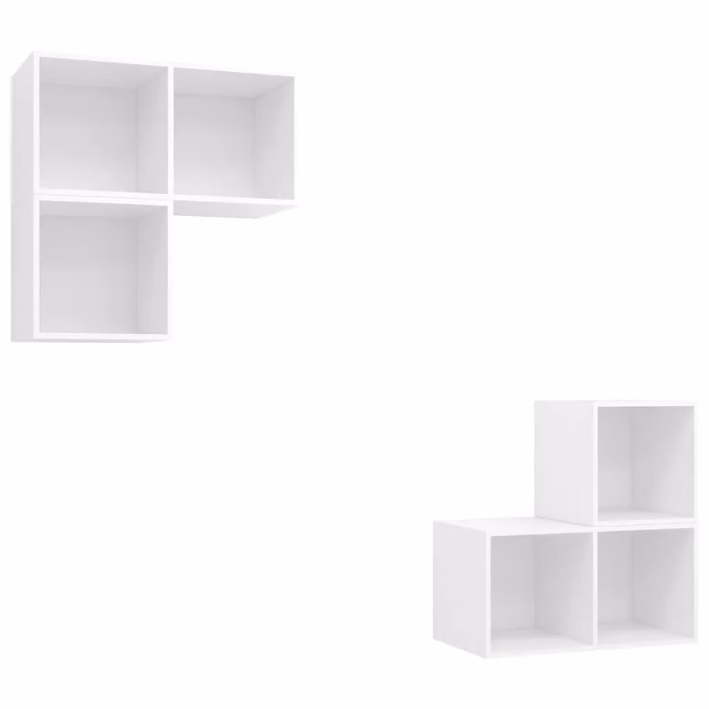 Berkfield Home 4 Piece Minimalist White Wall Mounted TV Cabinet Set in Matt MDF – 2