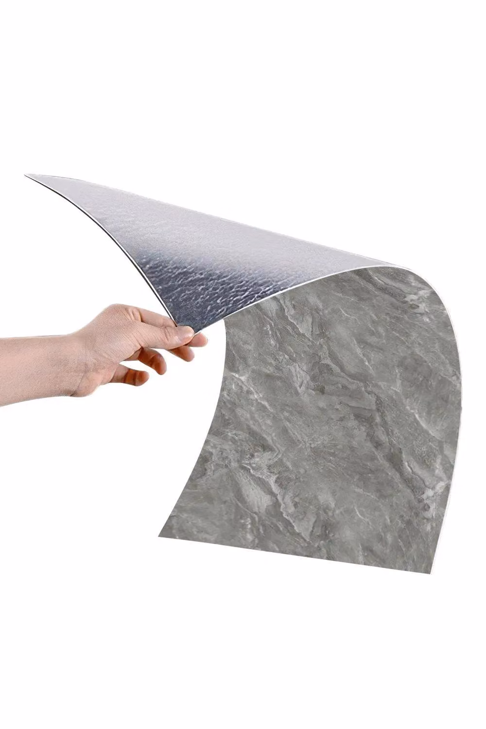 H&O Direct 10 Piece Marbling PVC Peel and Stick Waterproof Backsplash Wall Tiles in Dark Grey Stone Look – 3