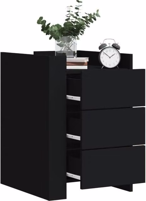 Berkfield Home Black Bedside Cabinet W/D/H: 45 x 50 x 65 cm – 1