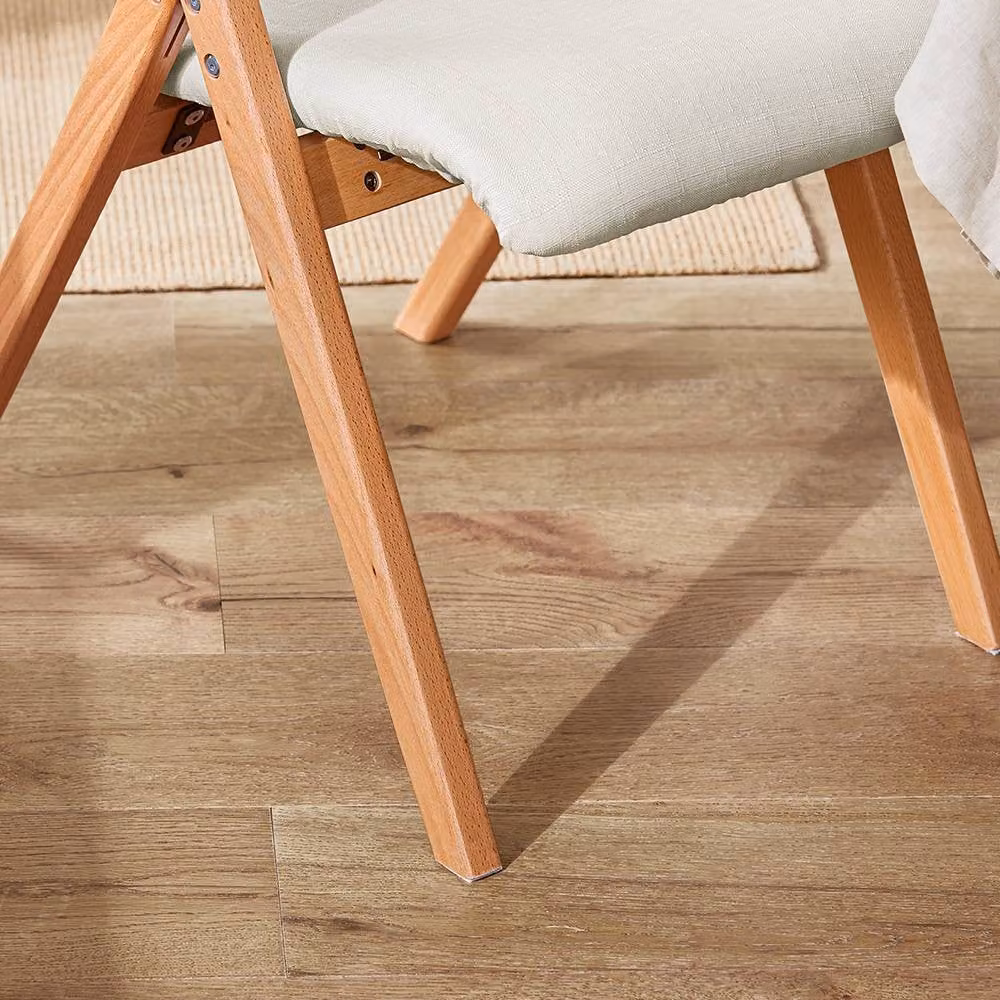 SoBuy Set of 2 White Ergonomic Folding Wooden Chairs with Beech Accents – 3