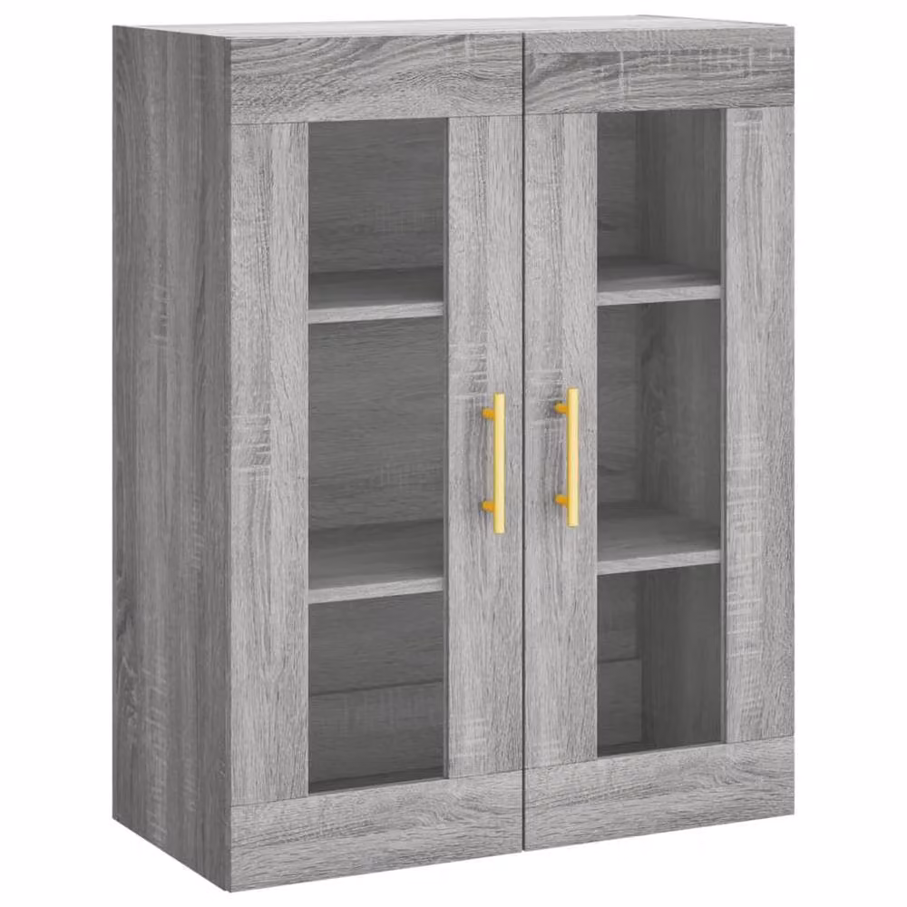 Berkfield Home Set of 2 Wall Mounted Cabinets with Glass Doors in Grey Matt Finish – 4